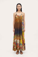 Artistic Patchwork Print Halter Maxi Dress