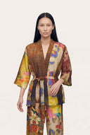 Artistic Patchwork Print Kimono Jacket