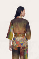 Artistic Patchwork Print Kimono Jacket