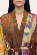Artistic Patchwork Print Kimono Jacket