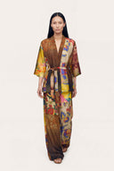 Artistic Patchwork Print Kimono Jacket