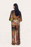 Artistic Patchwork Print Kimono Jacket
