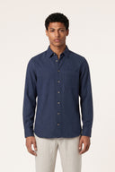 Cotton Flannel Long-Sleeve Shirt - BLUE NAVY - 37128 - 1