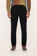 Garment-Dyed Cotton Gabardine Slim Trousers - BLACK - 37515 - 1