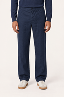 Garment-Dyed Linen Lyocell drawsting Trousers - OCEAN - 37133 - 1