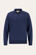 Ultrafine Merino Wool Knit Polo - DENIM - 37143 - 4