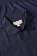 Ultrafine Merino Wool Knit Polo - DENIM - 37143 - 5