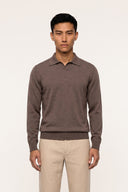 Ultrafine Merino Wool Knit Polo - TAUPE - 37144 - 1