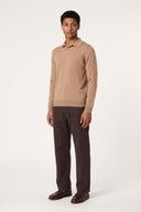 Ultrafine Merino Wool Knit Polo - SAND - 37145 - 3