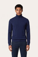 Ultrafine Wool Garment-Dyed High-Neck Sweater - BLUE NAVY  - 37146 - 1