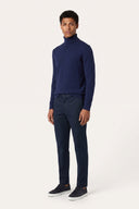 Ultrafine Wool Garment-Dyed High-Neck Sweater - BLUE NAVY  - 37146 - 3