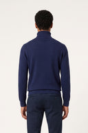 Ultrafine Wool Garment-Dyed High-Neck Sweater - BLUE NAVY  - 37146 - 2