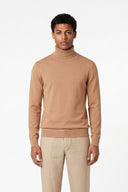 Ultrafine Wool Garment-Dyed High-Neck Sweater - ALMOND FAD - 37147 - 1