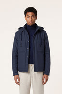 Reversible Cotton Flannel Hooded Jacket - BLUE NAVY - 37151 - 1