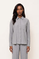 Relaxed plissè wool viscose shirt - PEARL - 37523 - 1