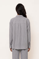Relaxed plissè wool viscose shirt - PEARL - 37523 - 2