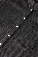 Relaxed plissè wool viscose shirt - BLACK - 37524 - 5