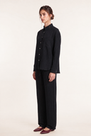 Relaxed plissè wool viscose shirt - NIGHT BLUE - 37525 - 3