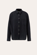 Relaxed plissè wool viscose shirt - NIGHT BLUE - 37525 - 4
