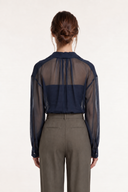 Sheer Viscose Crêponne Tie-Neck Blouse - INCHIOSTRO - 37526 - 2