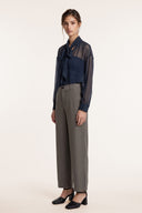 Sheer Viscose Crêponne Tie-Neck Blouse - INCHIOSTRO - 37526 - 3