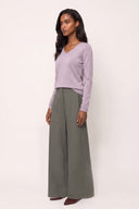 Linen Lyocell Wide-Leg Pleated Trousers - STEEL - 37528 - 3
