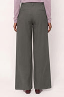 Linen Lyocell Wide-Leg Pleated Trousers - STEEL - 37528 - 2