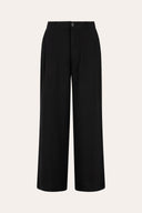 Linen Lyocell Wide-Leg Pleated Trousers - BLACK - 37529 - 4