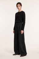 Linen Lyocell Wide-Leg Pleated Trousers - BLACK - 37529 - 3