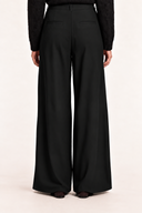 Linen Lyocell Wide-Leg Pleated Trousers - BLACK - 37529 - 2