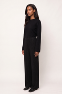 Plissé Wool-Viscose Fluid Pants - BLACK - 37155 - 3