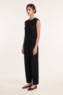 Linen Lyocell Ankle-Tab Trousers - BLACK - 37530 - 3