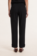 Linen Lyocell Ankle-Tab Trousers - BLACK - 37530 - 2