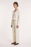 Wool Fleece Drawstring Trousers - WHITE - 37532 - 3