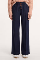 Wool Fleece Drawstring Trousers - BLUE DENIM - 37533 - 1