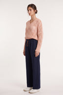 Wool Fleece Drawstring Trousers - BLUE DENIM - 37533 - 3
