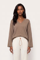 Comfort Cashmere V-Neck Sweater - NUT - 37158 - 1