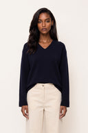 Comfort Cashmere V-Neck Sweater - BLUE NAVY - 37159 - 1