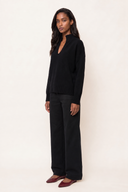 Comfort Cashmere Split-Neck Sweater - BLACK - 37544 - 3