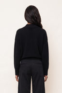 Comfort Cashmere Split-Neck Sweater - BLACK - 37544 - 2