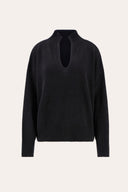 Comfort Cashmere Split-Neck Sweater - BLACK - 37544 - 4