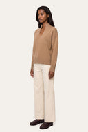 Comfort Cashmere Split-Neck Sweater - NUT - 37160 - 3