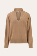 Comfort Cashmere Split-Neck Sweater - NUT - 37160 - 4