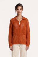Cashmere Silk Open-Knit Cardigan - TANGERINE - 37545 - 1