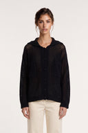 Cashmere Silk Open-Knit Cardigan - BLACK - 37161 - 1