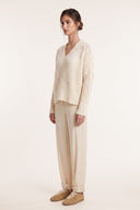 Cashmere Silk Micro-Paillettes V-Neck Sweater - WHITE - 37165 - 3