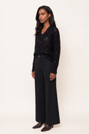 Cashmere Silk Micro-Paillettes V-Neck Sweater - BLACK - 37166 - 3