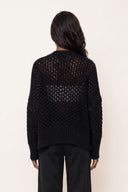 Cashmere Silk Micro-Paillettes V-Neck Sweater - BLACK - 37166 - 2