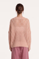 Alpaca Wool Micro-Paillettes V-Neck Sweater - BLUSH - 37546 - 2