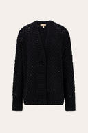 Cashmere Silk Micro-Paillettes Cardigan - BLACK - 37168 - 4